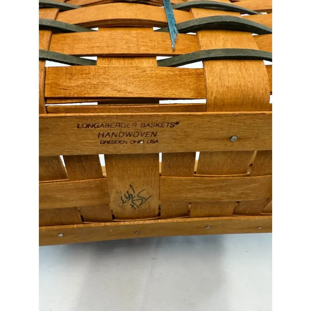 1993 Longaberger Mother's Day Basket w/Floral Liner Protector Tie-On 8.5L 8W 6H